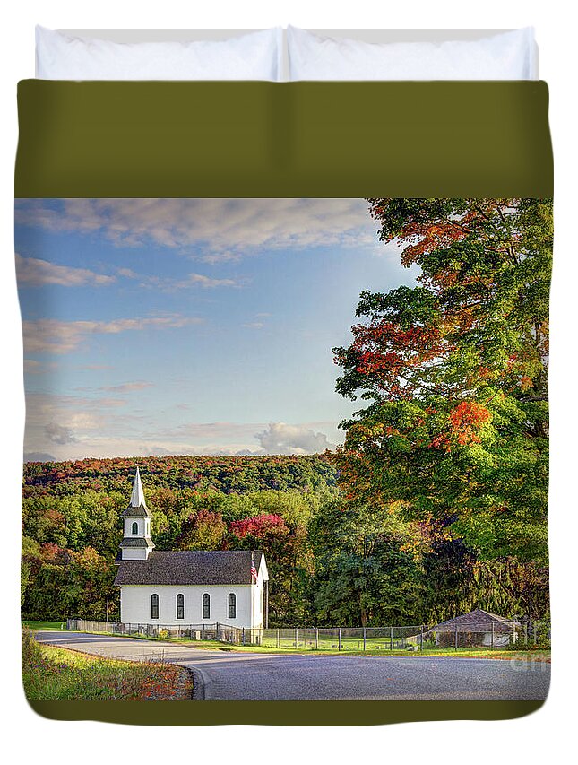 Church Duvet Cover featuring the photograph Autumn Church II by Rod Best