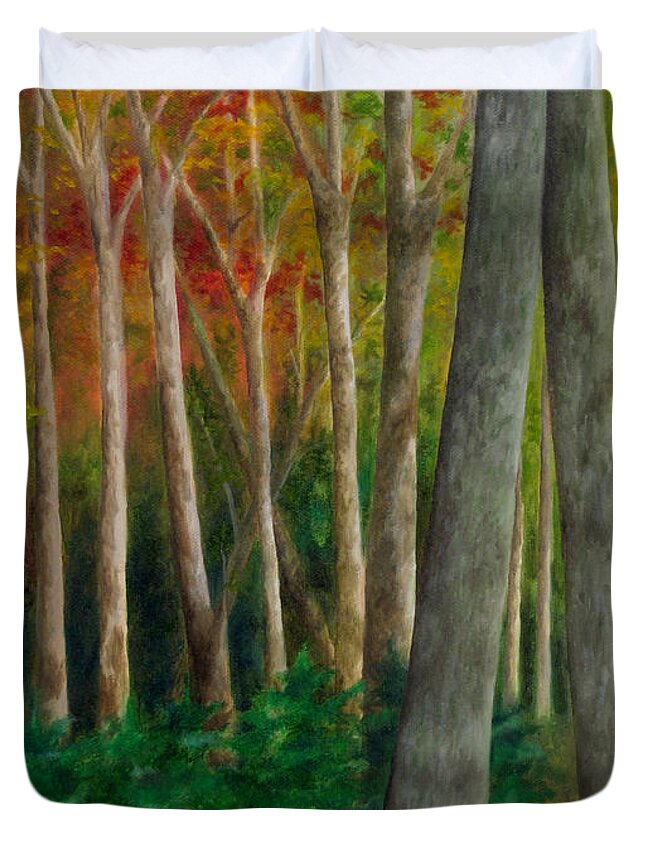 Autumn Duvet Cover featuring the painting Autumn Contrast by FT McKinstry