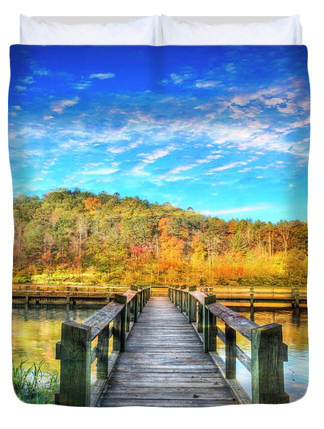 Appalachia Duvet Cover featuring the photograph Autumn Docks by Debra and Dave Vanderlaan