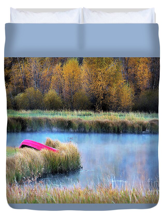 Autumn Colors Landscape Duvet Cover featuring the photograph Autumn Dry Dock by Jim Garrison