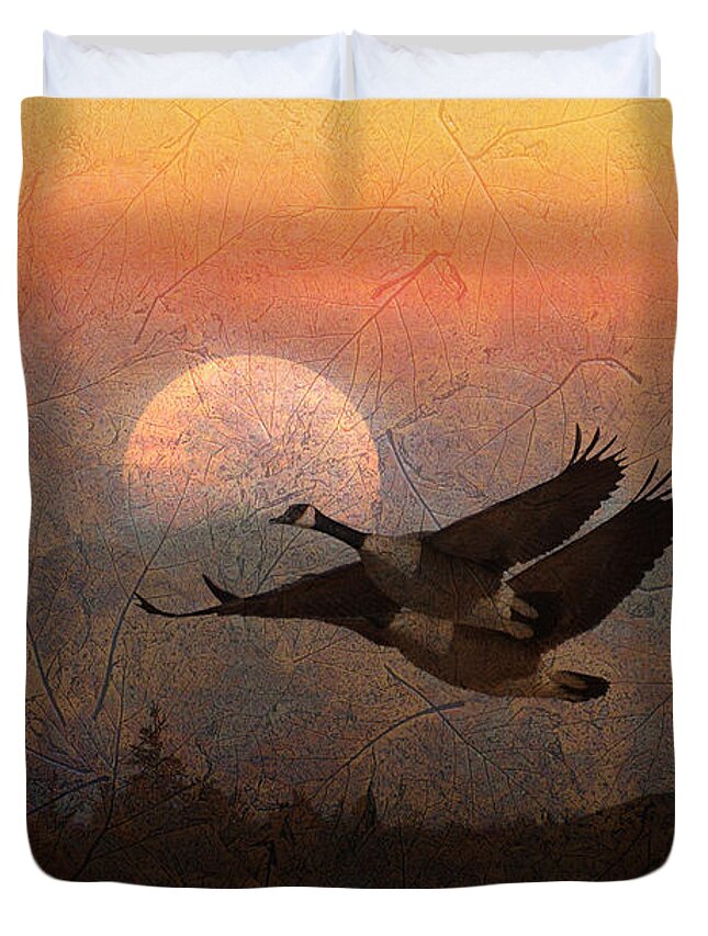 Canadian Geese Duvet Cover featuring the photograph Autumn by Ed Hall