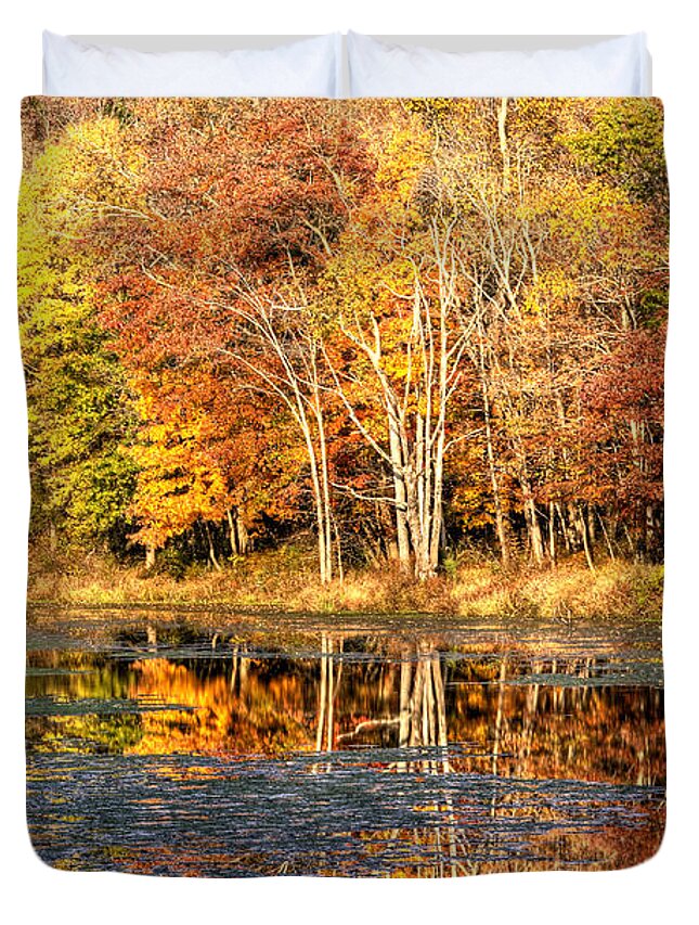 Autumn Duvet Cover featuring the photograph Autumn Foliage at White's Mill Preserve by Carol Senske