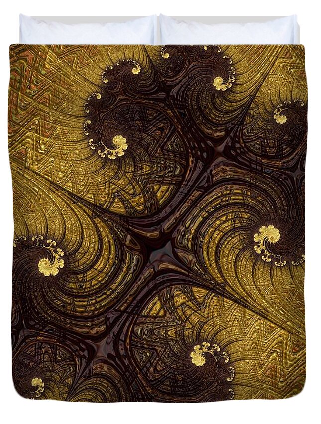 Fractal Duvet Cover featuring the digital art Autumn Glows in Gold by Diane Lindon Coy