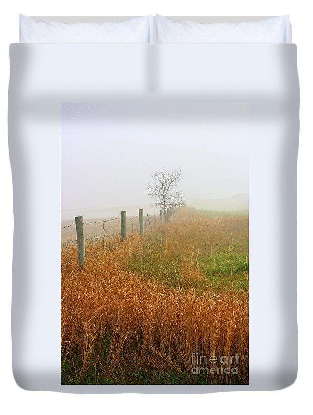 Fall Foggy Morning Duvet Cover featuring the photograph Autumn Grasses by Julie Lueders 