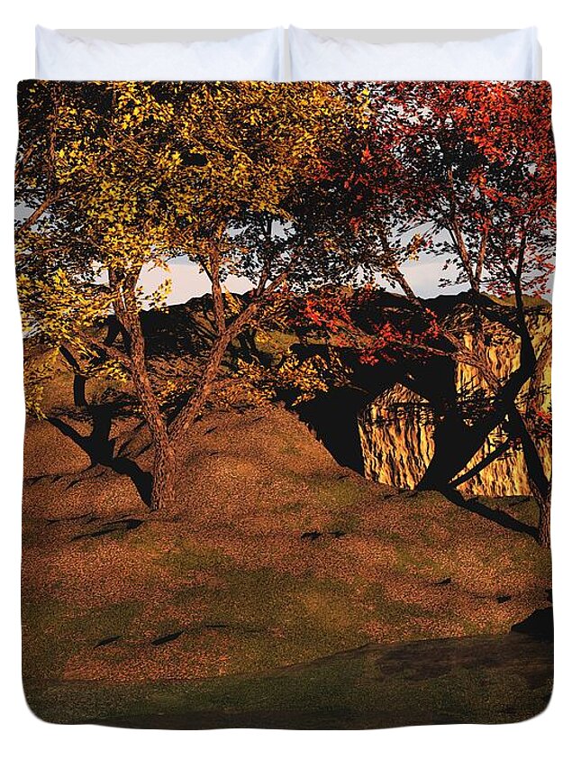 Autumn Duvet Cover featuring the digital art Autumn Grove by David Lane