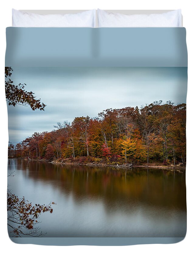 Autumn Duvet Cover featuring the photograph Autumn in Brown County - Long Exposure by Ron Pate