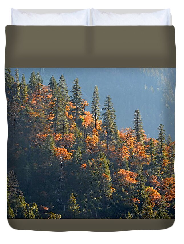 Scenic Duvet Cover featuring the photograph Autumn in the Feather River Canyon by AJ Schibig