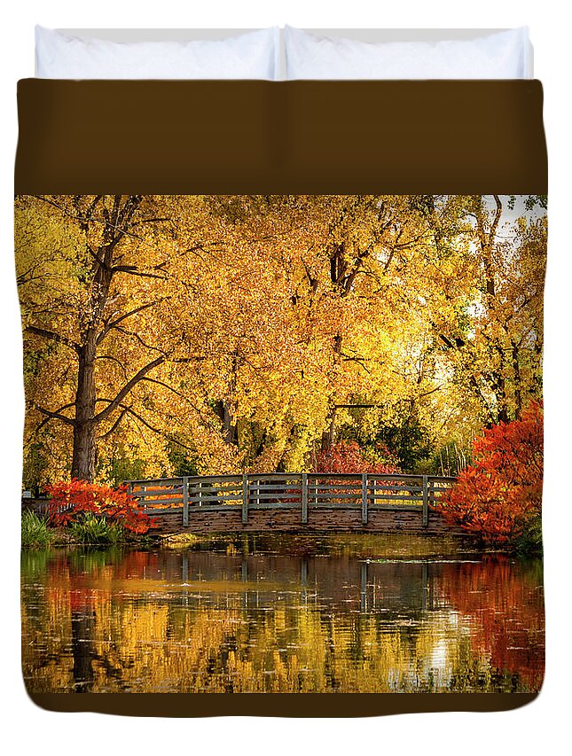 Hudson Gardens Duvet Cover featuring the photograph Autumn in the Park by Teri Virbickis