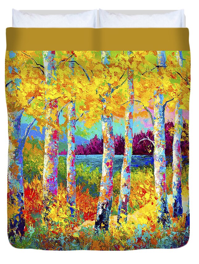 Trees Duvet Cover featuring the painting Autumn Jewels by Marion Rose