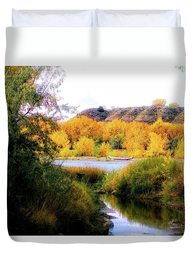Color Duvet Cover featuring the photograph Autumn on the Yellowstone by Scott Carlton