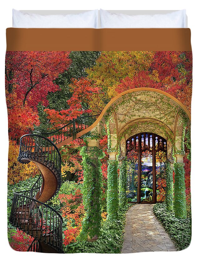 Autumn Duvet Cover featuring the digital art Autumn Passage by Lucy Arnold