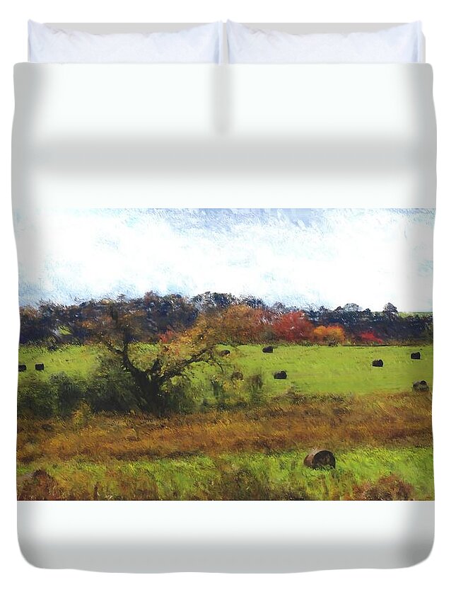 Digital Photograph Duvet Cover featuring the photograph Autumn Pasture by David Lane