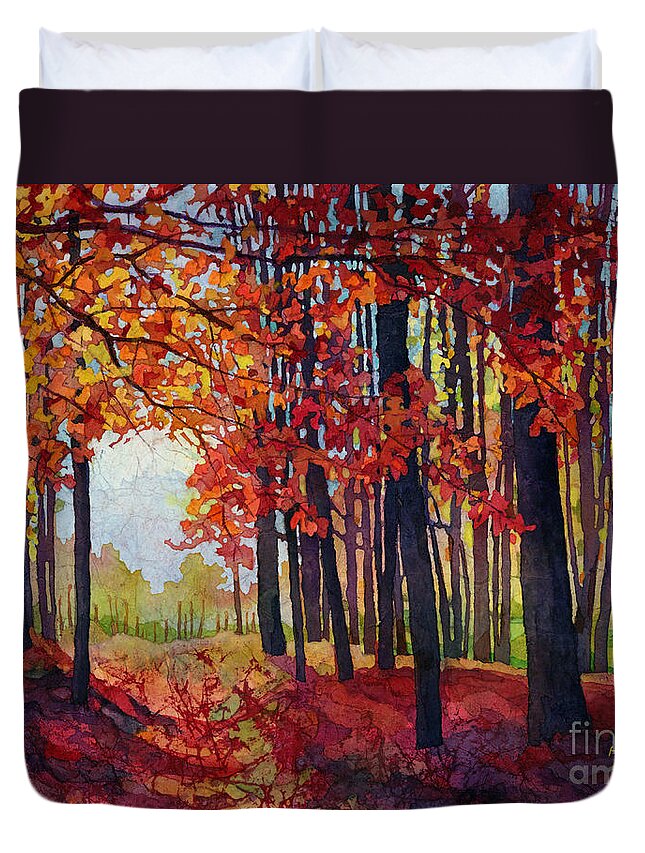 Path Duvet Cover featuring the painting Autumn Rapture by Hailey E Herrera