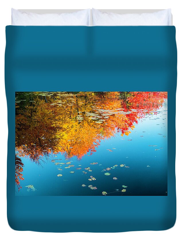 Intimate Landscape Duvet Cover featuring the photograph Autumn Reflections by John Roach