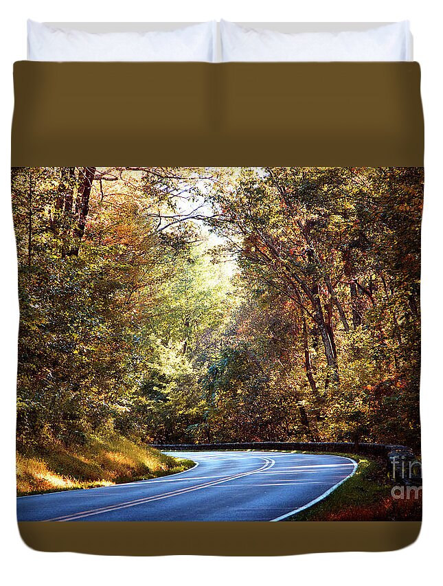 Autumn Duvet Cover featuring the photograph Autumn Road by Rebecca Davis