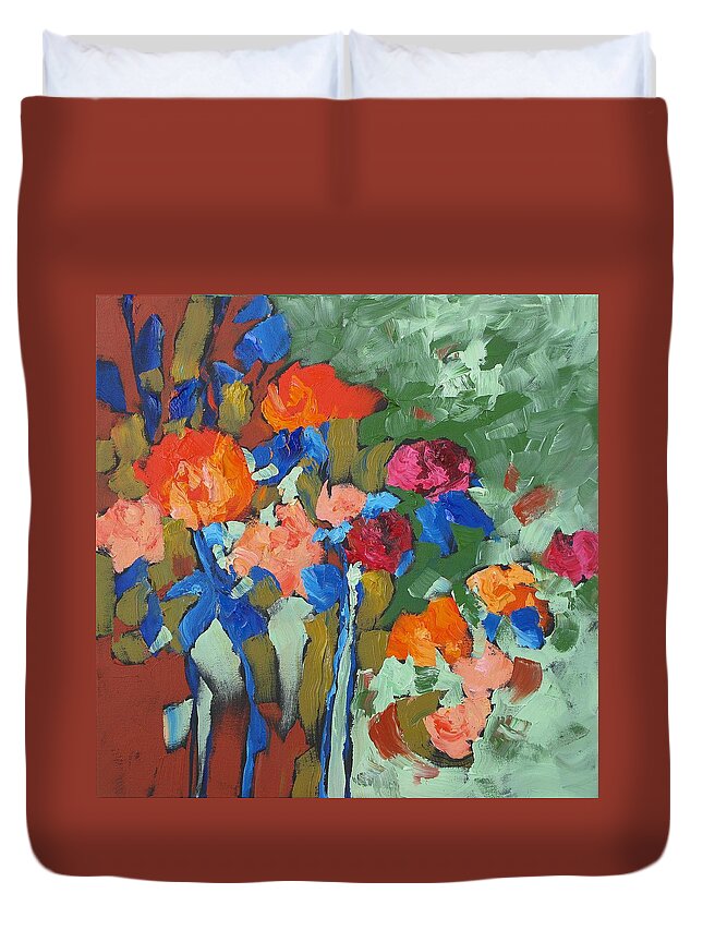 Art Duvet Cover featuring the painting Autumn Romance by Linda Monfort