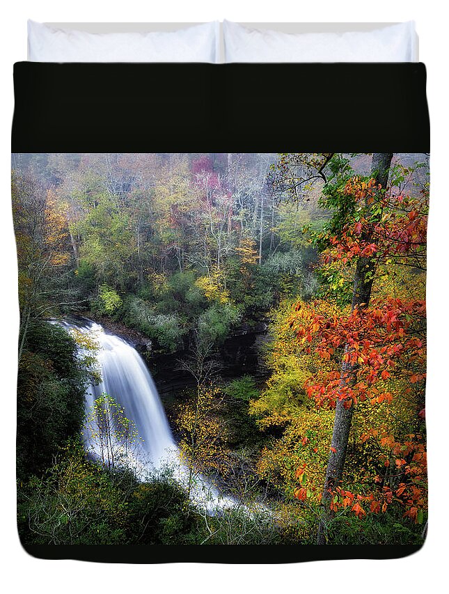 Dry Falls Duvet Cover featuring the photograph Autumn Silk by C Renee Martin