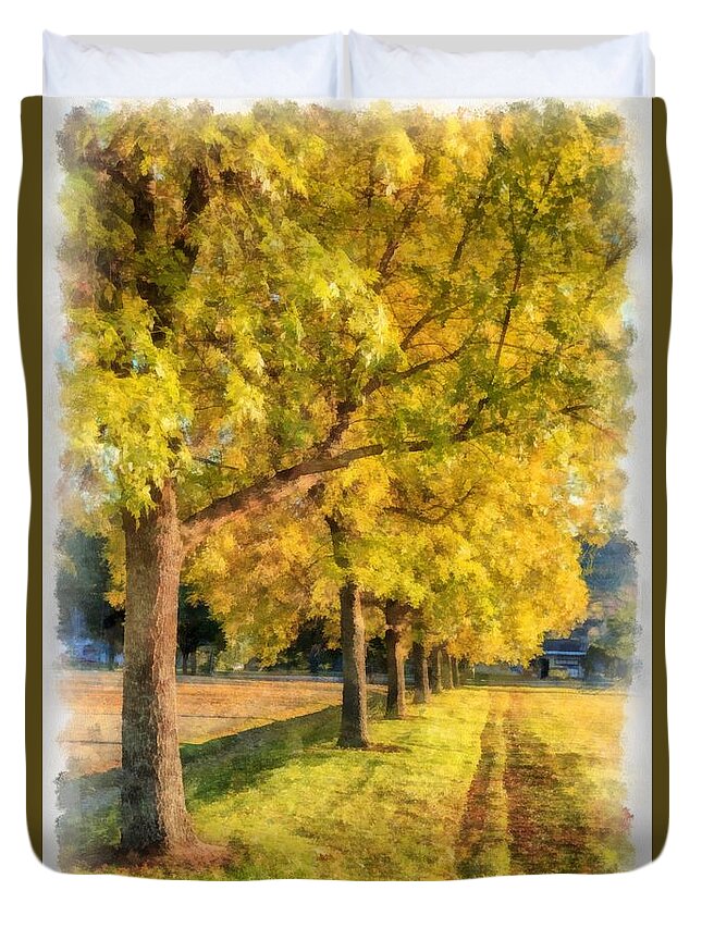 Fall Duvet Cover featuring the painting Autumn Splendor Watercolor by Edward Fielding