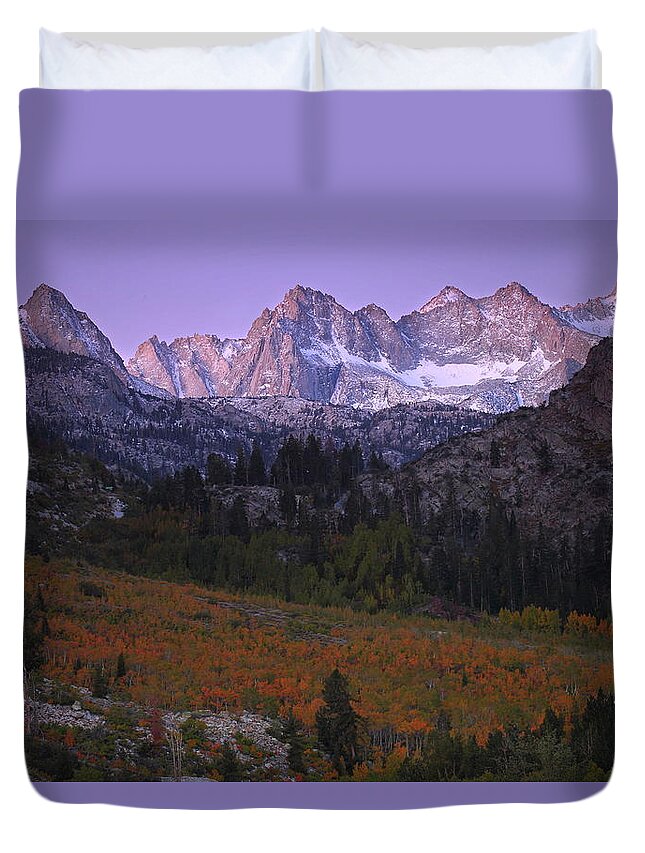 Fall Duvet Cover featuring the photograph Autumn sunrise at Bishop Canyon in the Eastern Sierras by Jetson Nguyen