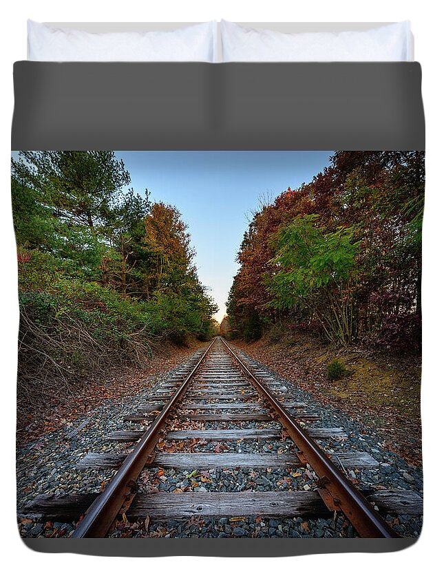Fall Duvet Cover featuring the photograph Autumn Train by Michael Scott