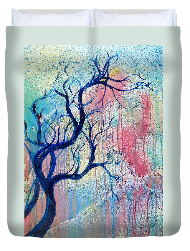 Tree Duvet Cover featuring the painting Autumn Tree by Walt Brodis