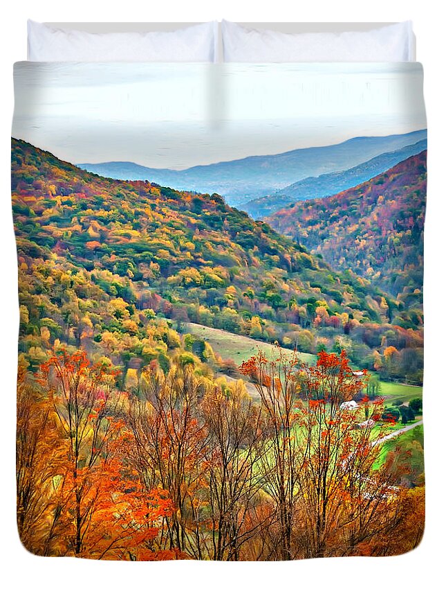 West Virginia Duvet Cover featuring the photograph Autumn Valley - Paint by Steve Harrington