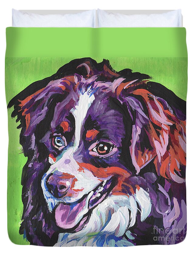 Miniature Australian Shepherd Duvet Cover featuring the painting AuuuwSome by Lea