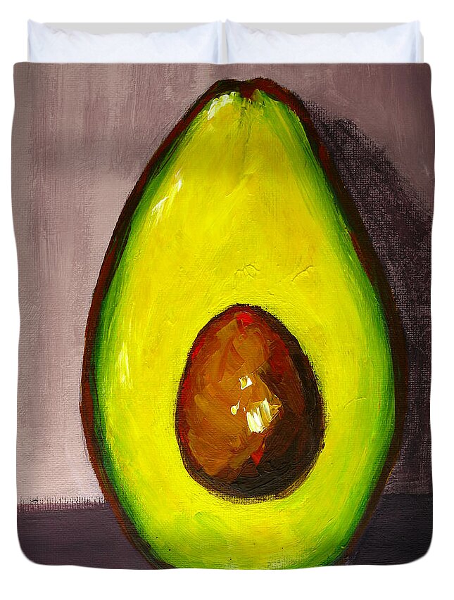 Modern Avocado Art Duvet Cover featuring the painting Avocado Modern Art Kitchen Decor #5 by Patricia Awapara