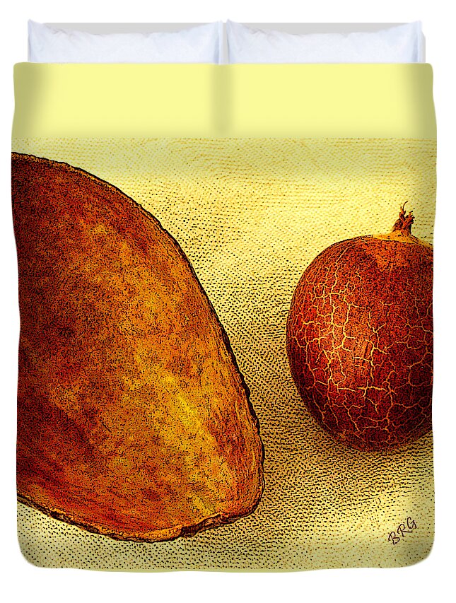 Fruit Duvet Cover featuring the photograph Avocado Seed And Skin II by Ben and Raisa Gertsberg