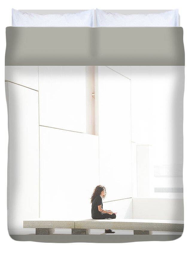 Woman Duvet Cover featuring the photograph Awaiting Collection by Alex Lapidus