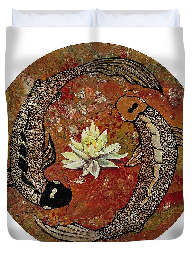 Lotus Duvet Cover featuring the painting Awakening by Darice Machel McGuire