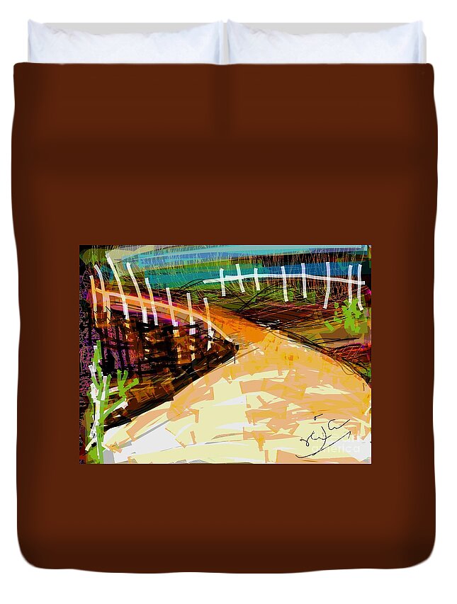 Landscape Duvet Cover featuring the digital art Away by Subrata Bose