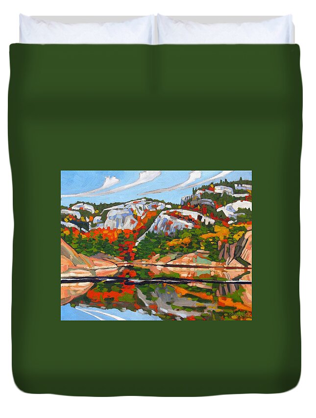 Alexander Duvet Cover featuring the painting A.Y. Jackson Lake by Phil Chadwick