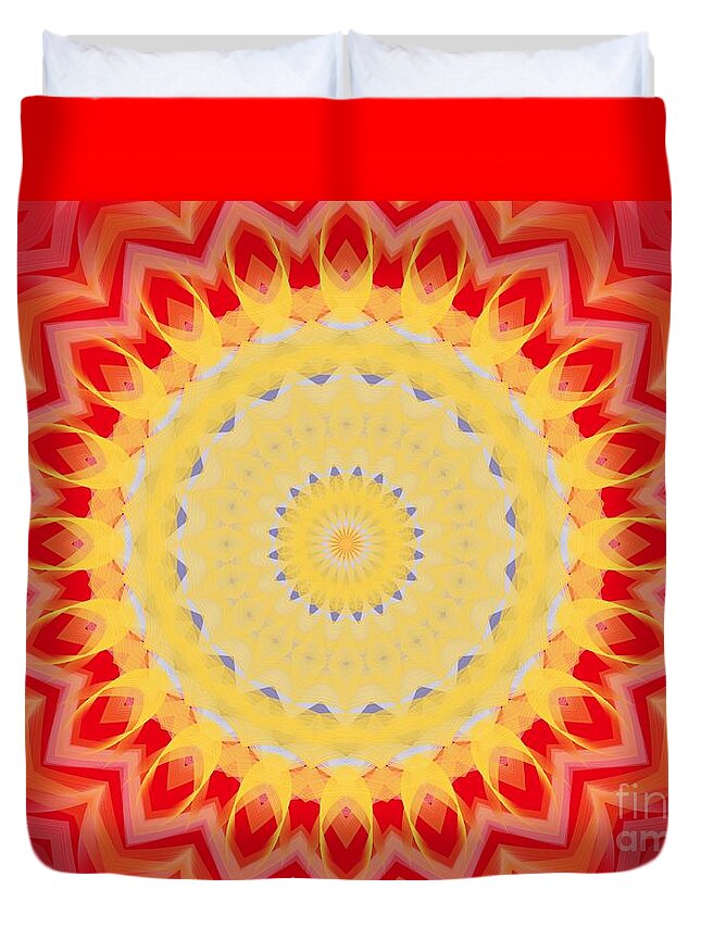 Sunburst Duvet Cover featuring the digital art Aztec Sunburst by Roxy Riou