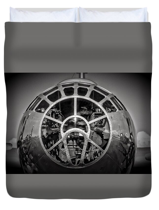 Black And White Duvet Cover featuring the photograph B-29 by Richard Gehlbach