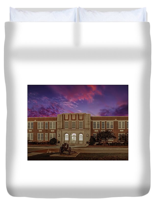 Dusk Duvet Cover featuring the photograph B C H S at Dusk by Charles Hite