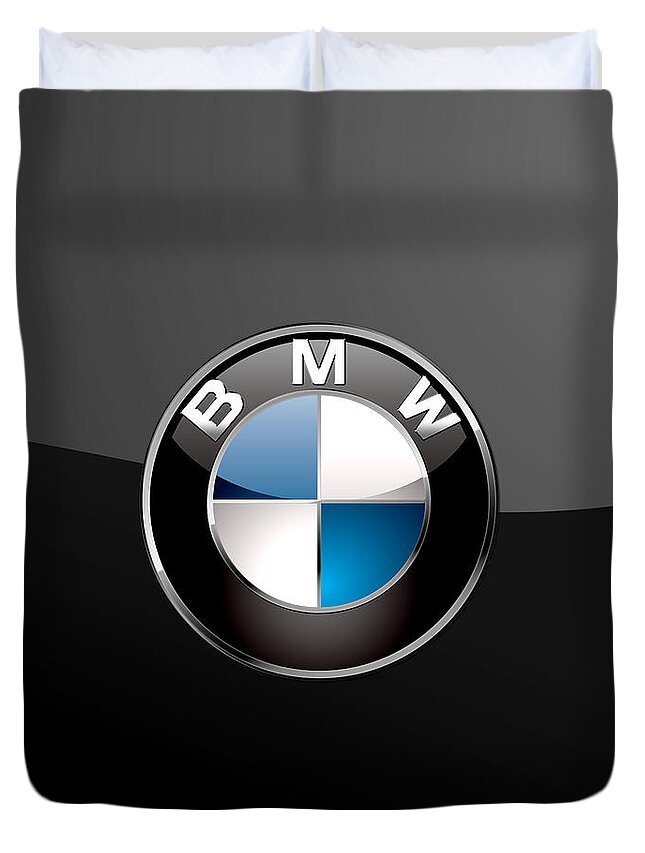 �wheels Of Fortune� Collection By Serge Averbukh Duvet Cover featuring the photograph B M W 3 D Badge on Black by Serge Averbukh