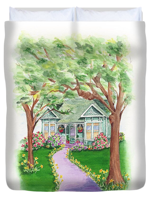 Ashland Duvet Cover featuring the painting B Street by Lori Taylor