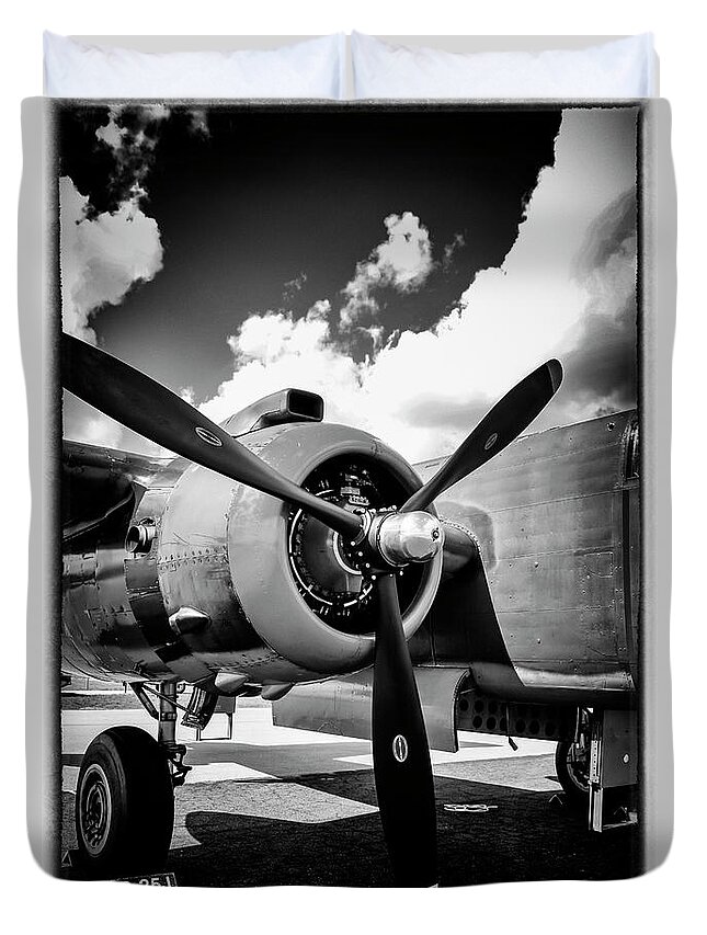 Vintage Duvet Cover featuring the photograph B25 Radial engine by Chris Smith