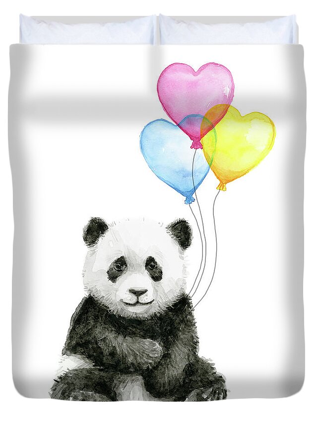 Baby Panda with Heart-Shaped Balloons Duvet Cover by Olga Shvartsur - Fine  Art America