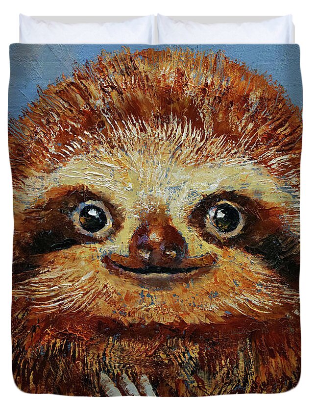 Fun Duvet Cover featuring the painting Baby Sloth by Michael Creese