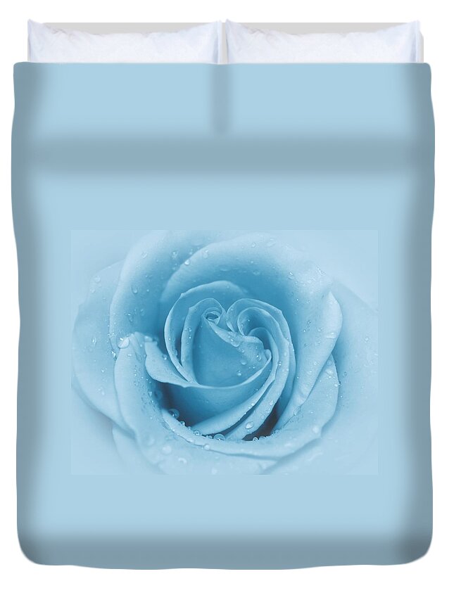 Rose Duvet Cover featuring the photograph Baby Soft - Blue by Angie Tirado