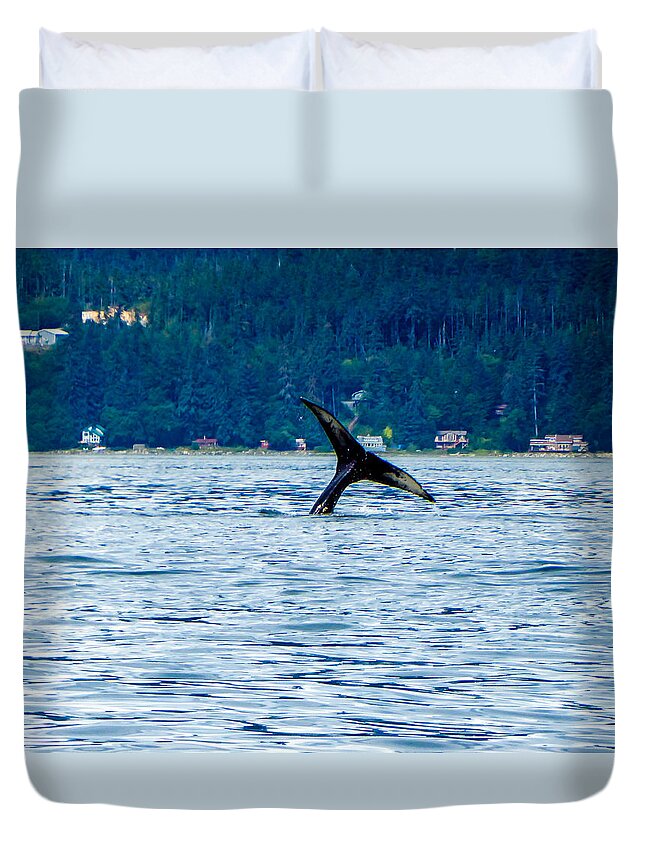 Alaska Duvet Cover featuring the photograph Baby Whale Tail by Pamela Newcomb