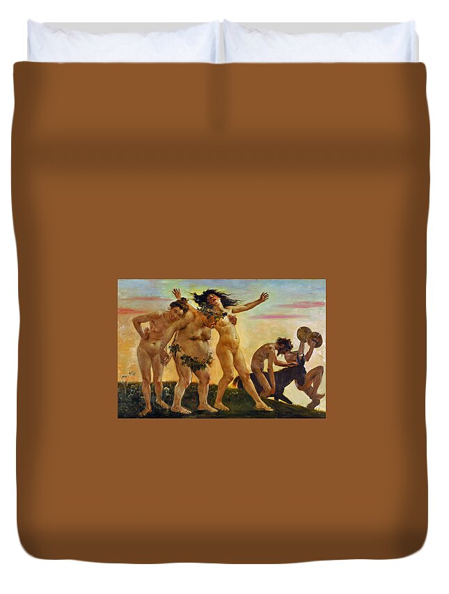 Lovis Corinth Duvet Cover featuring the painting Baccants Returning Home by Lovis Corinth