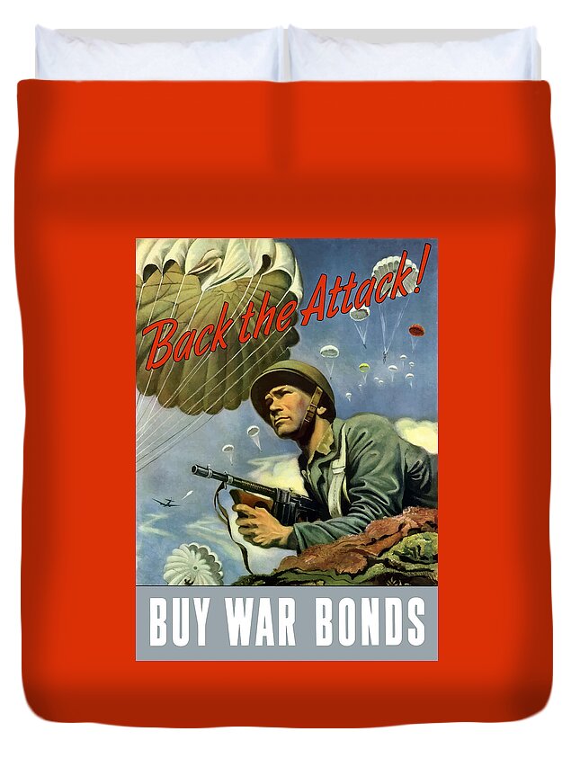 Airborne Duvet Cover featuring the painting Back The Attack Buy War Bonds by War Is Hell Store