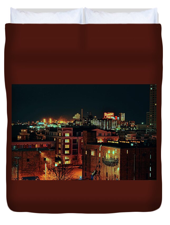 Baltimore Duvet Cover featuring the photograph Backdrop of Baltimore City by La Dolce Vita