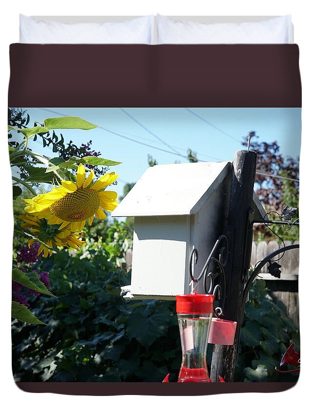 Sunflower Duvet Cover featuring the photograph Backyard Garden by Stephen Daddona