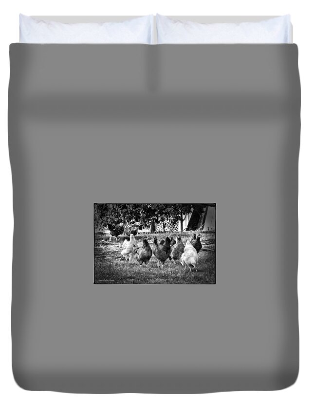 Backyard Duvet Cover featuring the digital art Backyard Visitors by Cindy Collier Harris
