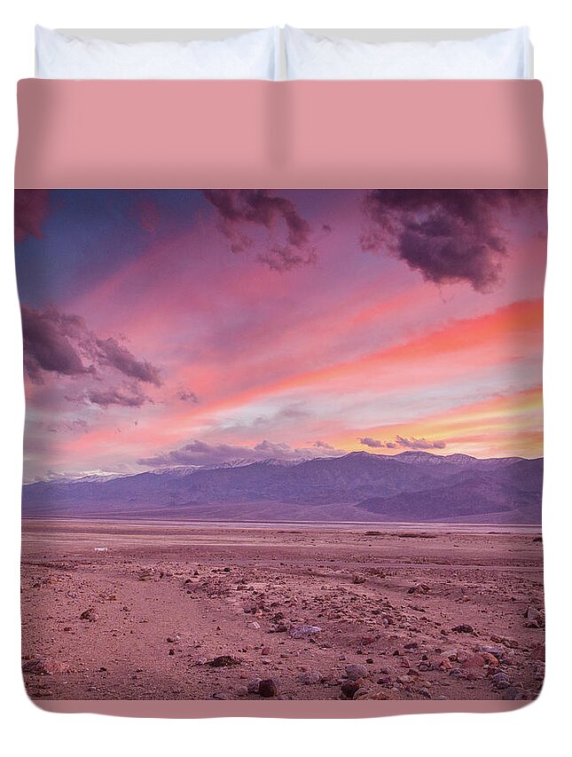 Death Valley National Park Sunset Duvet Cover featuring the photograph Badwater sunset by Kunal Mehra