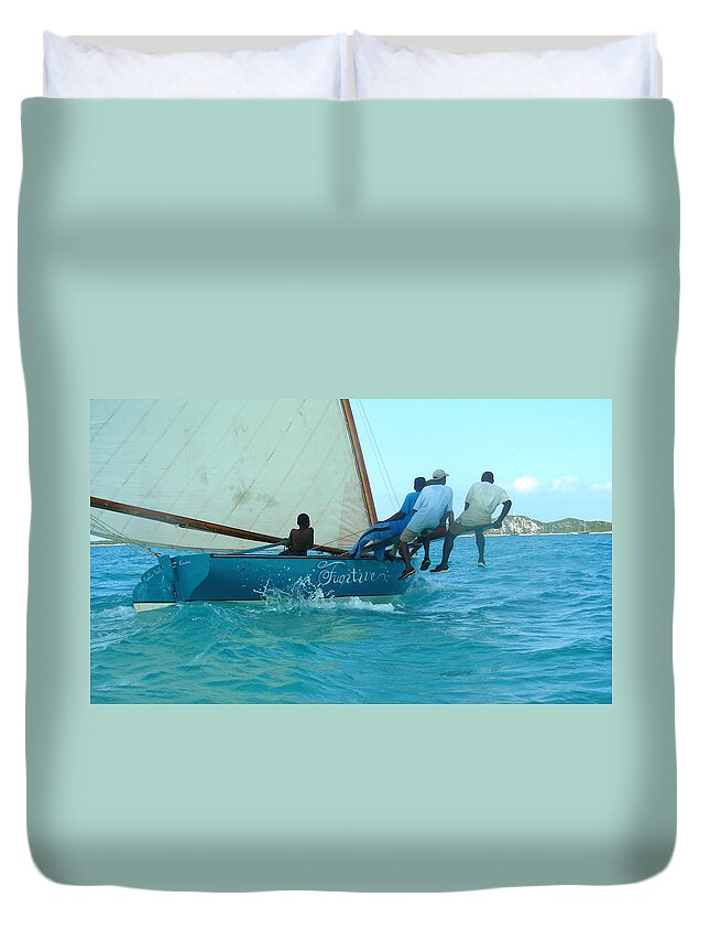 Bahamas Duvet Cover featuring the photograph Bahamian Boat Race by Jean Wolfrum